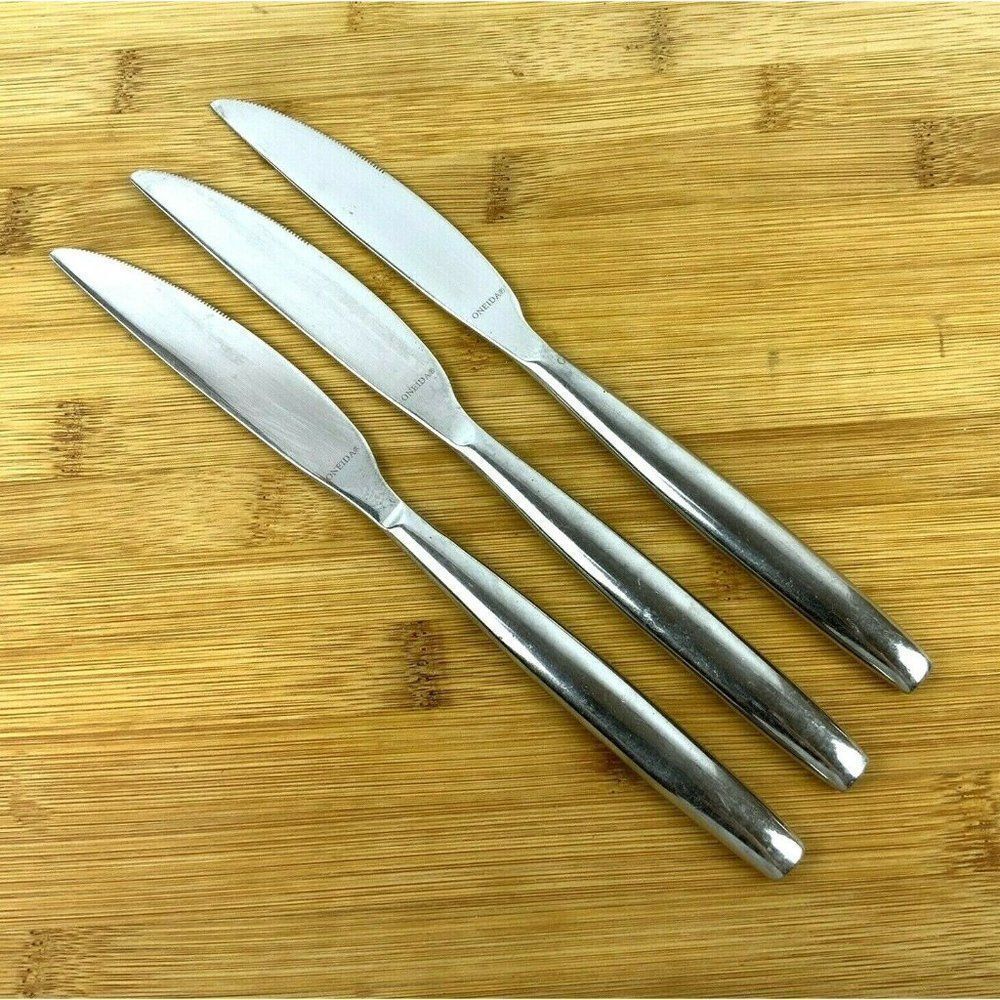 Oneida Leda 3 Knives 18/10 Stainless Steel Replacement Flatware Discontinued